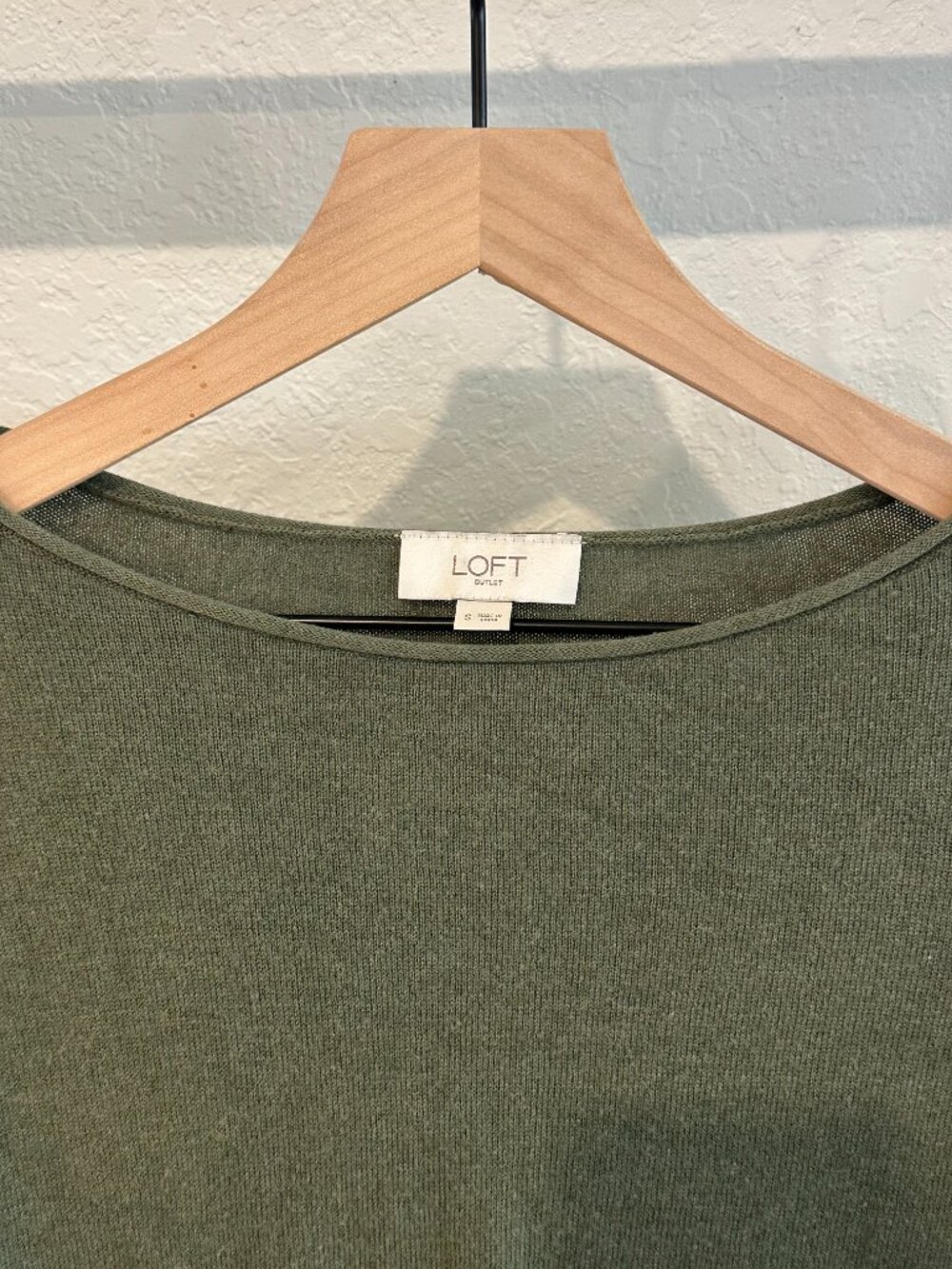 LOFT Outlet Hunter Green Long Sleeve Tunic Sweater Small Textured Sleeves - Picture 2 of 13